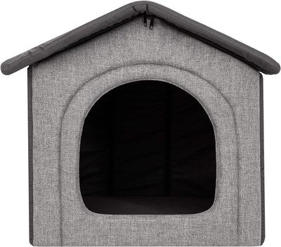 Hundehütte Hundehöhle Hundebett Hundehaus Katzenhöhle mittle L - 52x46 cm hellgrau mit Graphit L - 5