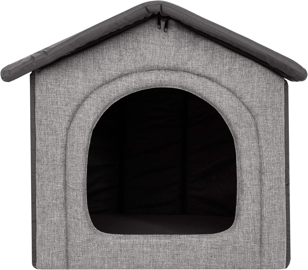 Hundehütte Hundehöhle Hundebett Hundehaus Katzenhöhle Grösse XXXL - 76x72 cm hellgrau mit Graphit XX
