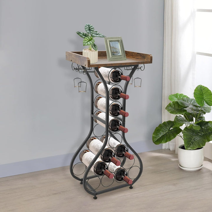 Weinregal freistehend für 14 Flaschen, 90cm Flaschenregal | Dekorativer Flaschenhalter-Ständer für K