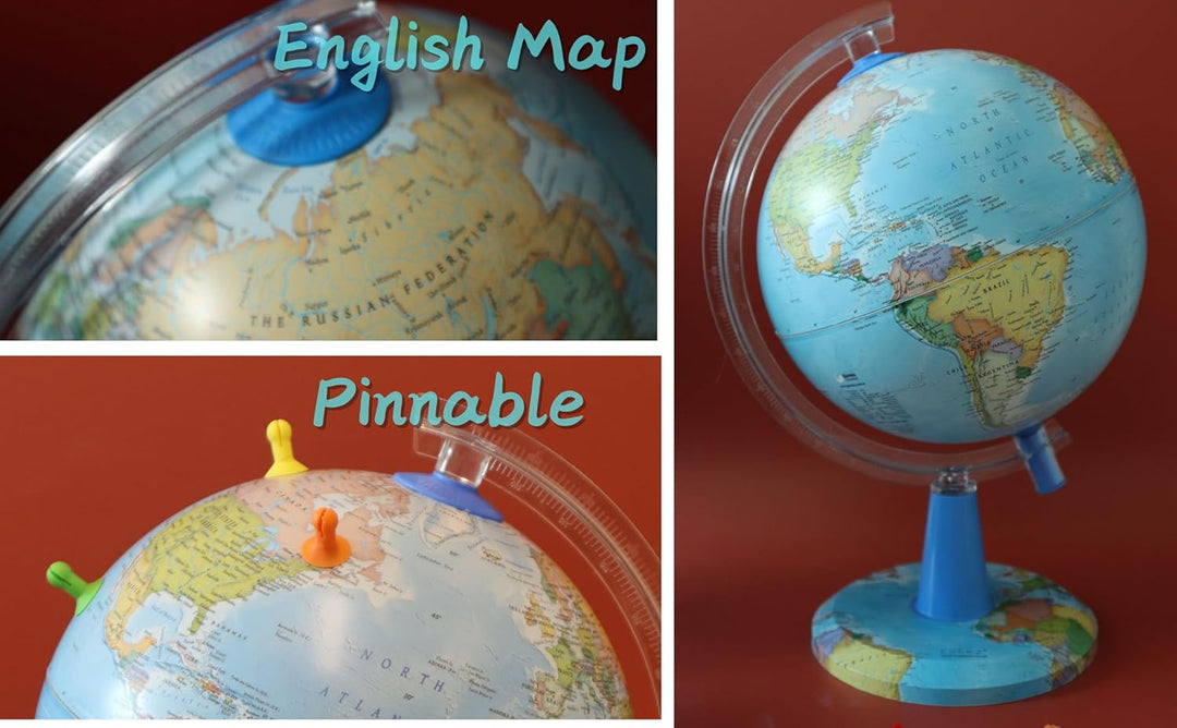 TOPGLOBE 30cm Leuchtglobus - Englische Karte - Schülerglobus Moderne Politische Weltkugel – pädagogi