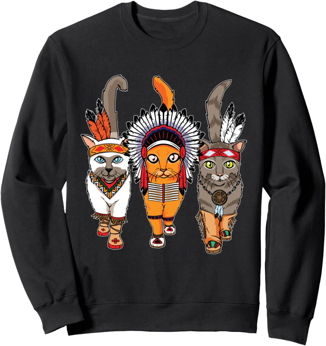 Native American Headdress Cats Boys Girls Sweatshirt