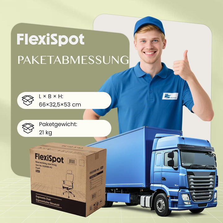 FLEXISPOT ErgoX Ergonomischer Bürostuhl mit Fussstütze Grün Hellgrün, Hellgrün