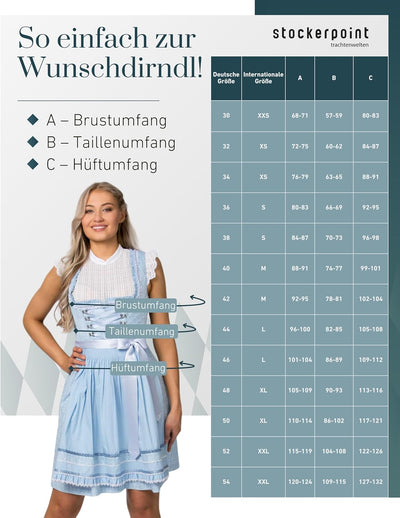 Stockerpoint Damen Dirndl Kim Kleid für besondere Anlässe 40 Hellblau, 40 Hellblau