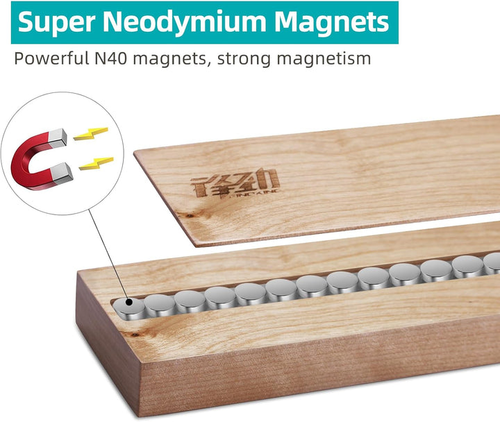 FINDKING Holz Magnetischer Messerleiste, Magnet Utensilienhalter für Wand, Kühlschrank, Holzregal fü