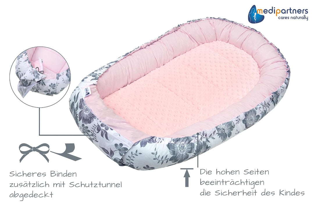 Medi Partners Babynest Nestchen Baby Set für Neugeborene - 100x60x15 Kuschelnest 5 teilig tragbar Ne