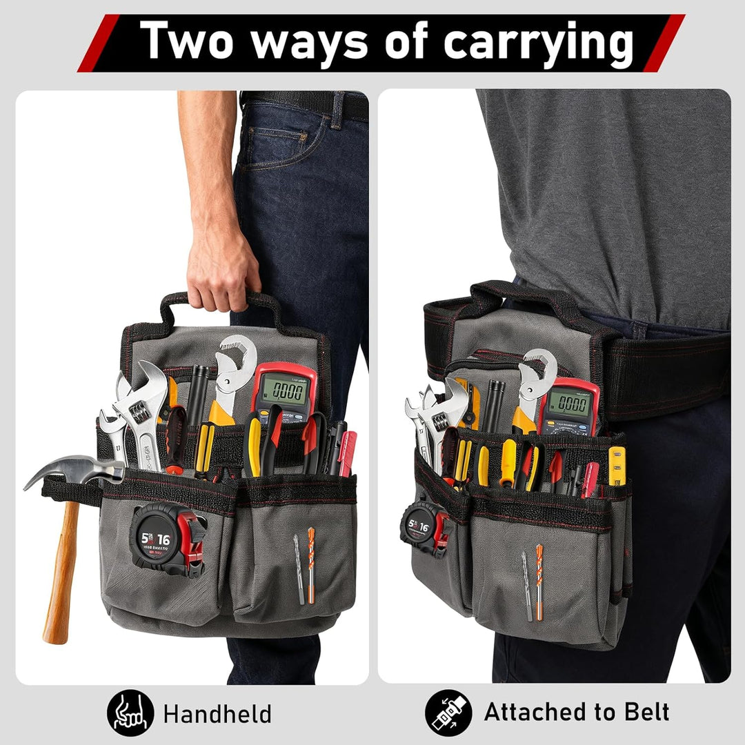 Werkzeuggürtel Herren, Magnetische Werkzeugtasche Gürtel mit 7 Taschen, Abnehmbare und Verstellbare