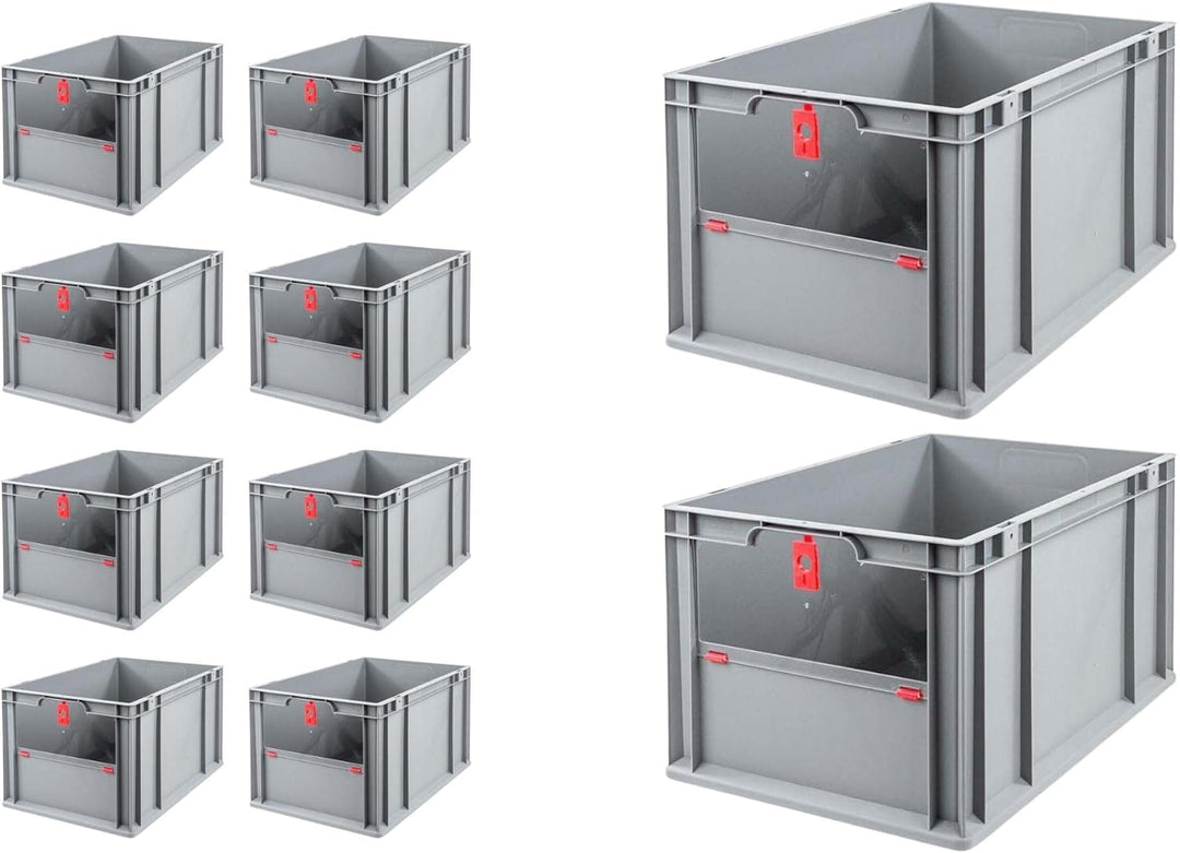 SparSet 10x Eurobox NextGen Insight Cover | HxBxT 32x40x60 | 65 Liter | Hoch/Rot | Eurobehälter, Tra