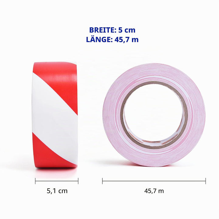 TAPEBEAR Absperrband Warnklebeband Rot und Weiss Flatterband Warnband Gefahr Warnung PVC Selbstklebe