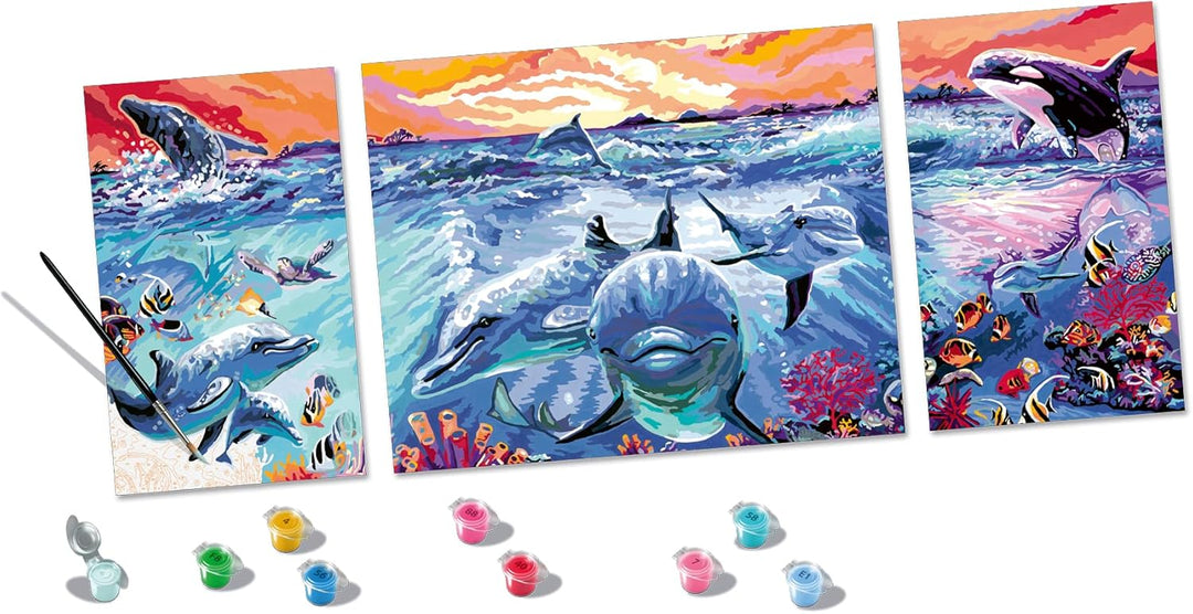 Ravensburger CreArt 23577 - Farbenfrohe Unterwasserwelt - Triptychon Malen nach Zahlen Erwachsene, D
