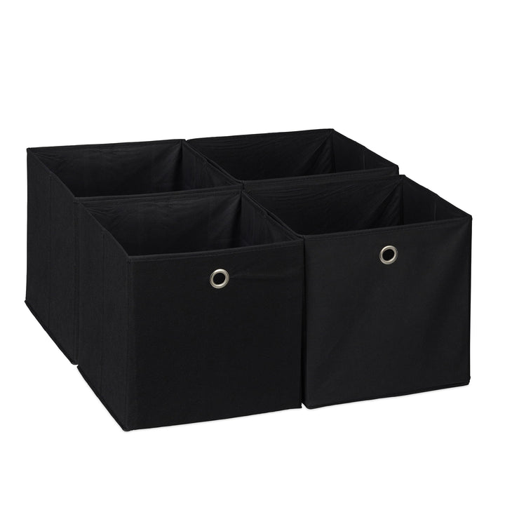 Relaxdays Aufbewahrungsbox 4er Set, Faltbare Regalboxen, HBT 30 x 30 x 30 cm, Grifflöcher, Faltboxen