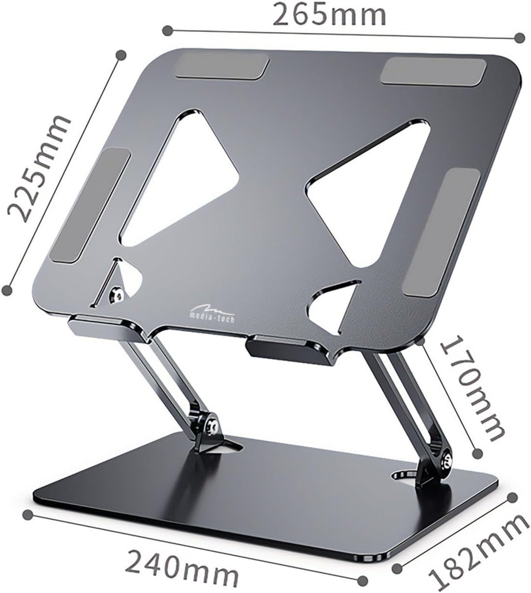 media-tech Ergonomischer Laptop-Ständer 10-17 Zoll | Höhenverstellbar & klappbar | Stabiler Notebook