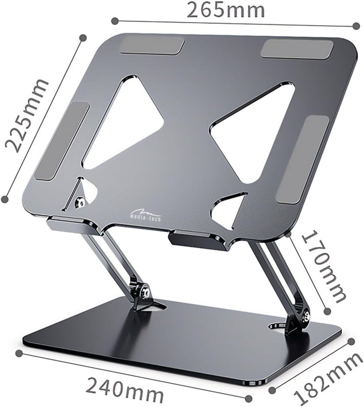 media-tech Ergonomischer Laptop-Ständer 10-17 Zoll | Höhenverstellbar & klappbar | Stabiler Notebook