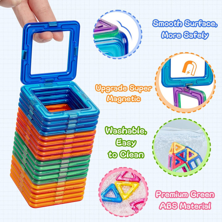 aaczly Magnetische Bausteine 74 Teile Magnet Spielzeug Kinder Montessori Spielzeug Magnetbausteine f