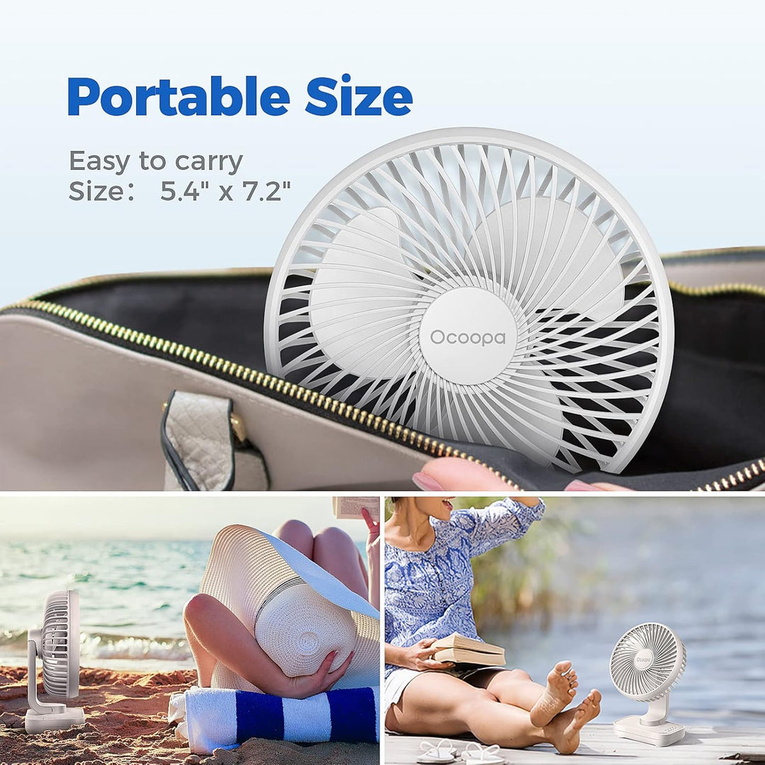 OCOOPA USB Ventilator Ultra Leise - 4000mAh Tischventilator, 4 Geschwindigkeiten, Mini Ventilator fü