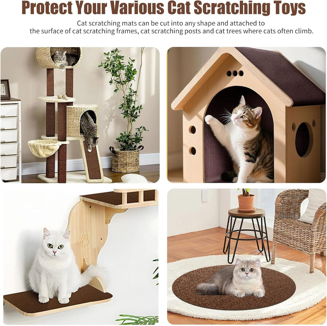 Selbstklebend Kratzmatte Katze, 200cmx40cm DIY Kratzbrett Katze, Kratzschutz Sofa Katze, Kratzbrett