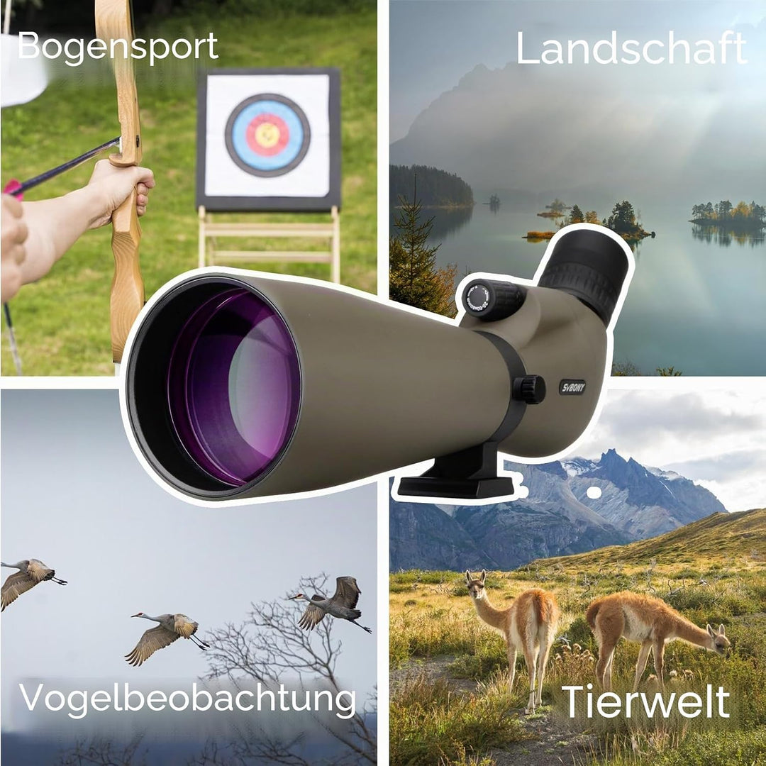 Svbony SV401 Spektiv, 20-60x80 Spektiv mit Stativ, Wasserdichtes FMC Optik 45-Grad Abgewinkelt Spekt