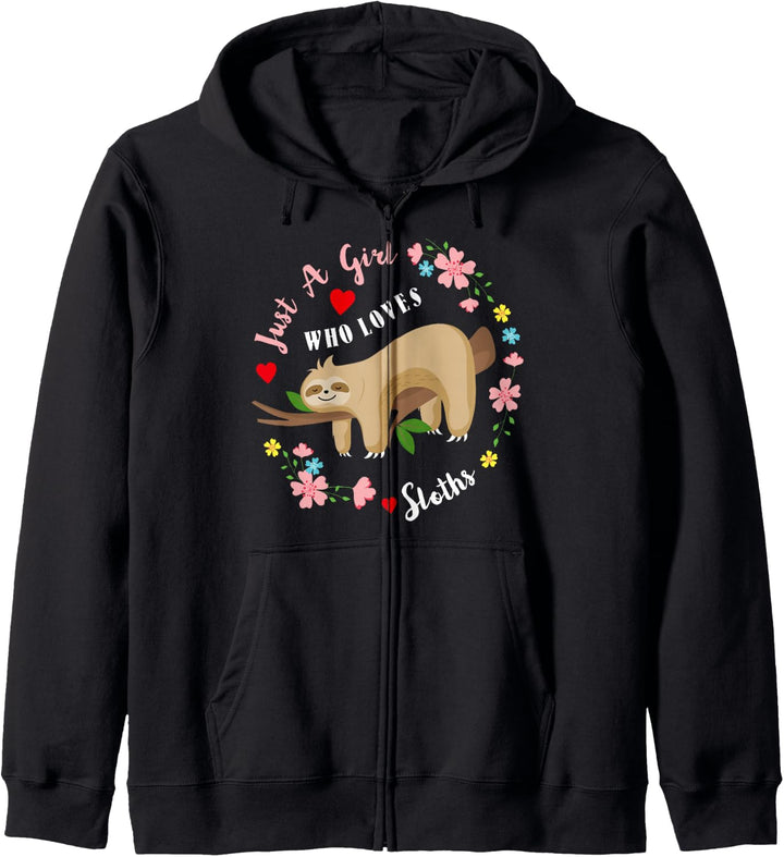 Cute Sloth Graphic Gift Funny Just a Girl Who Loves Sloths Kapuzenjacke