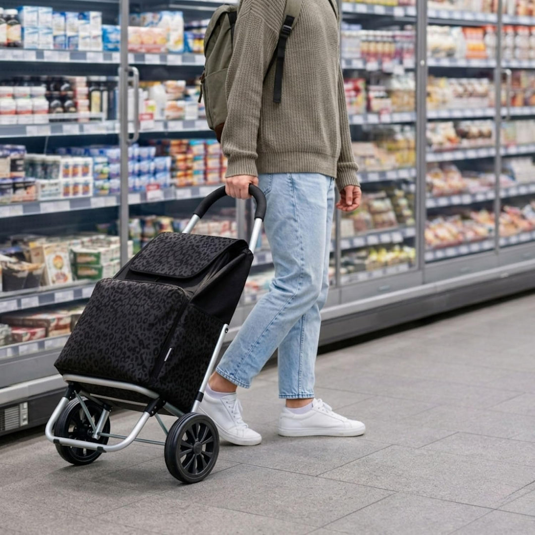 Einkaufstrolley klappbar mit Kühlfach, Einkaufshilfe Aluminium leicht, Einkaufswagen Shopper Trolley