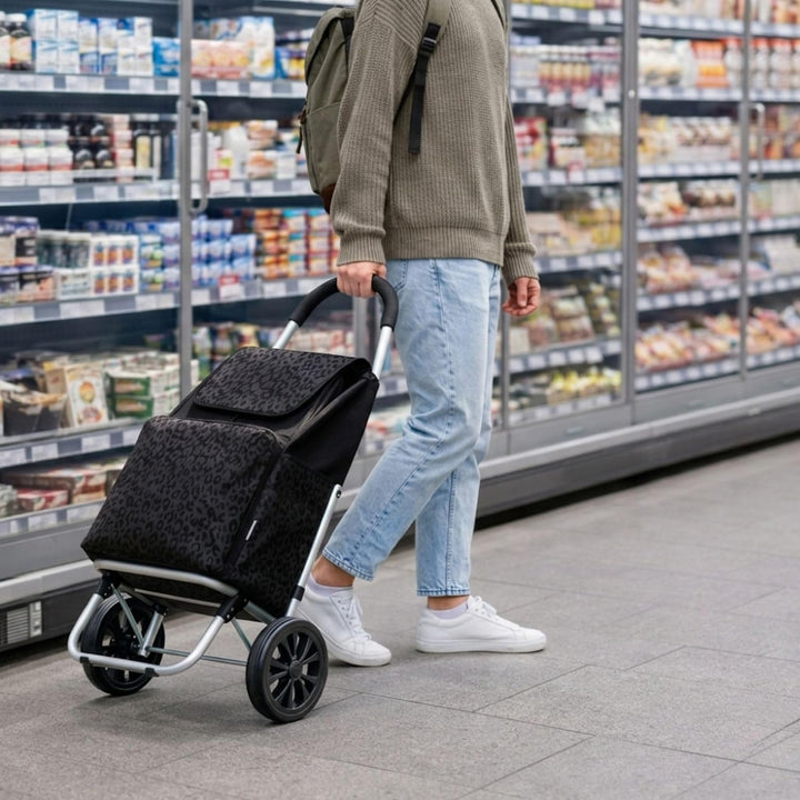 Einkaufstrolley klappbar mit Kühlfach, Einkaufshilfe Aluminium leicht, Einkaufswagen Shopper Trolley
