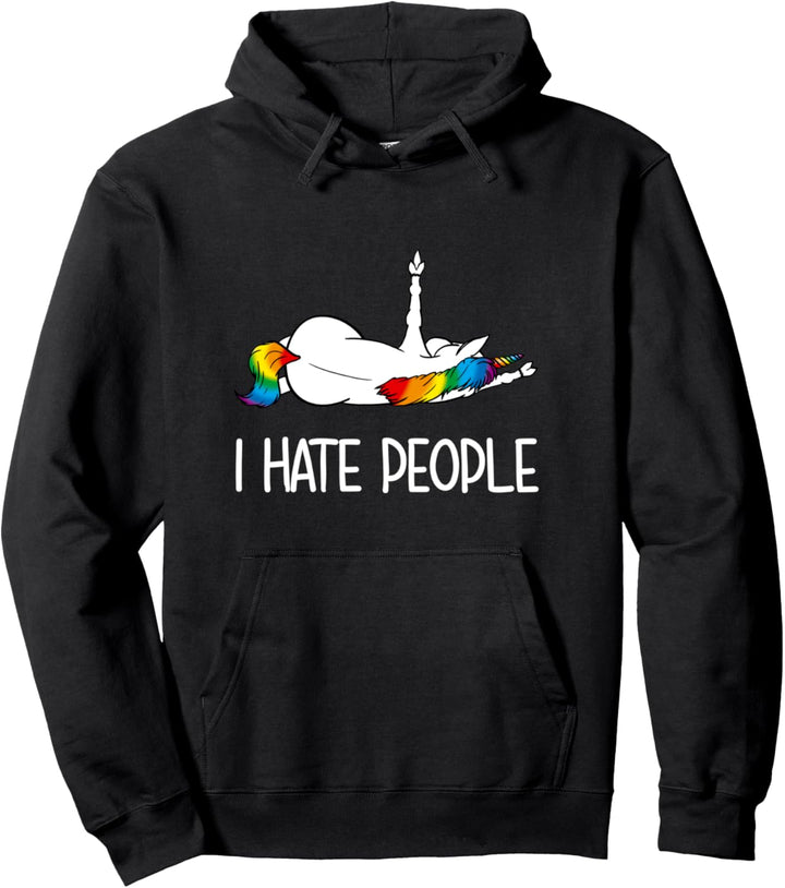 Einhorn Mittelfinger I Hate Menschen Erwachsene Einhorn Pullover Hoodie