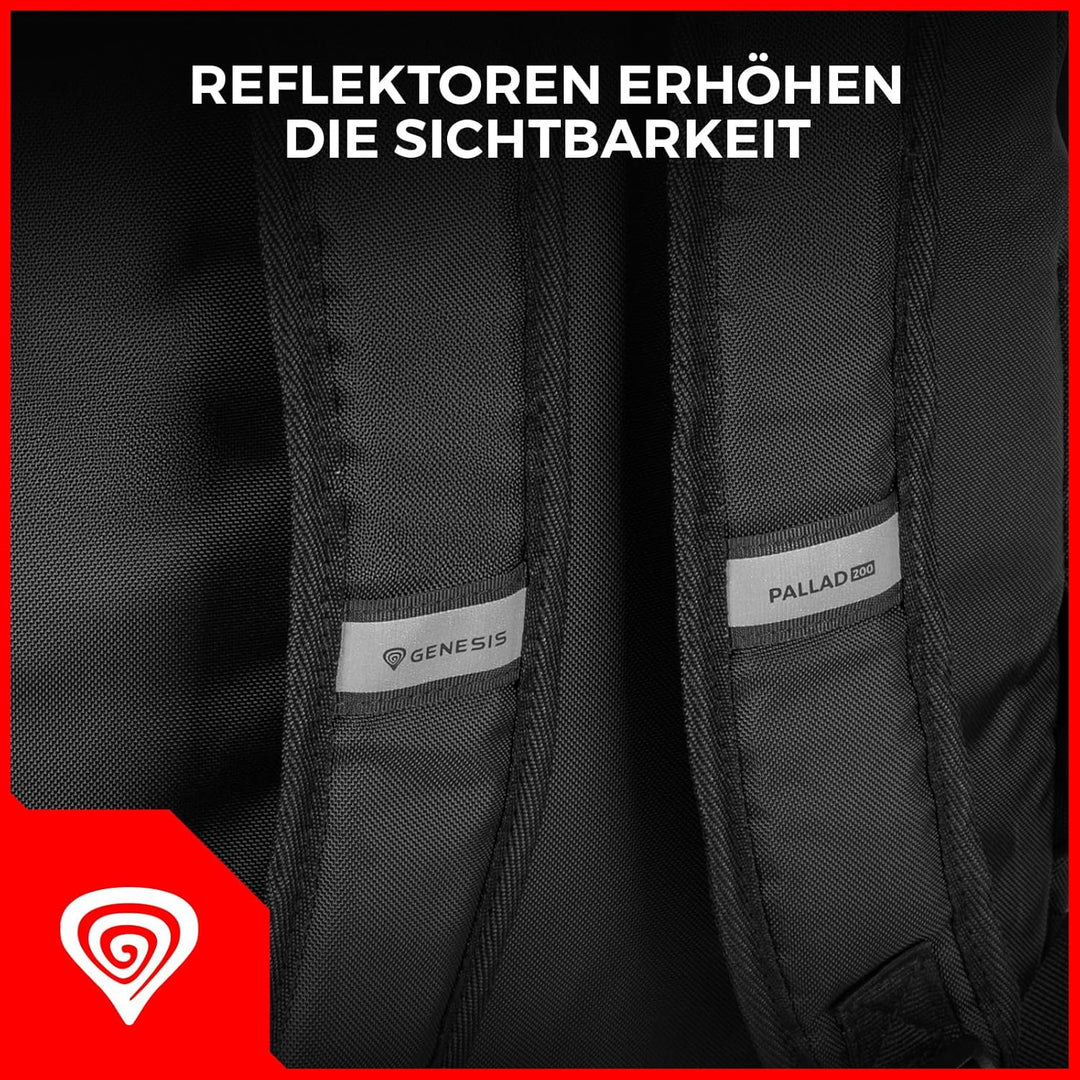 Genesis Gaming-Laptoptasche Pallad für Laptops, 14,1 bis zu 17,3 Zoll, Laptopfach, Rucksack für Uni