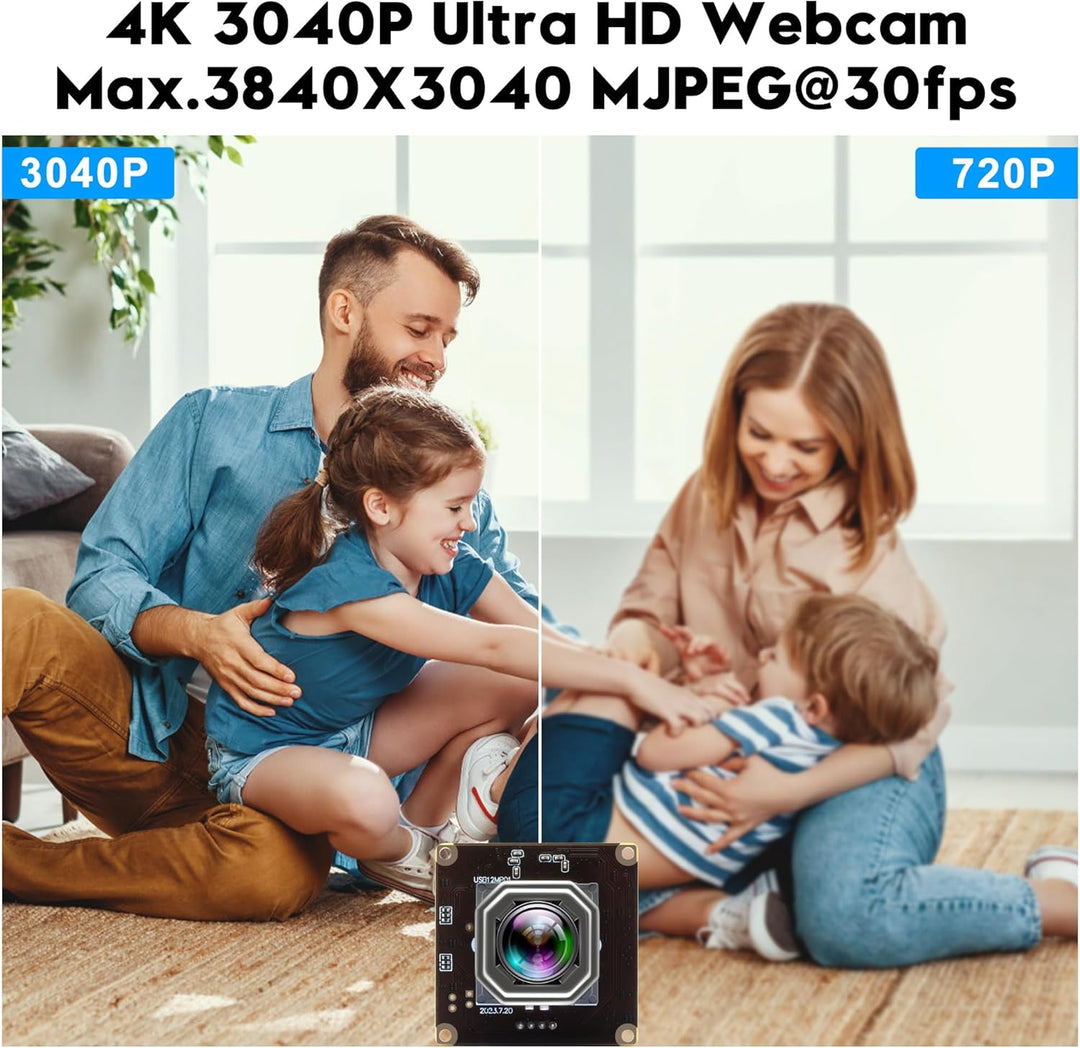 ELP USB Kameramodul 4K Autofokuskamera 1080P@120fps Hochgeschwindigkeitskamera 12MP Weitwinkel Keine