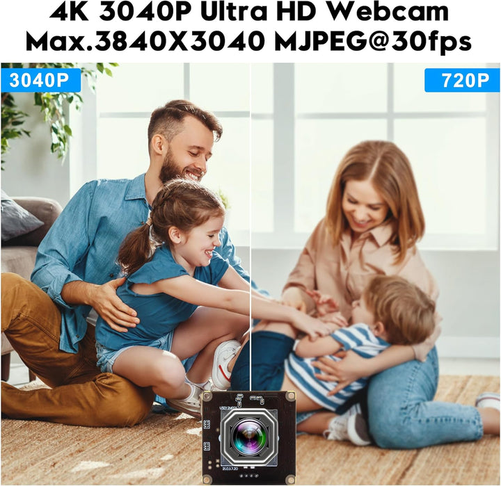 ELP USB Kameramodul 4K Autofokuskamera 1080P@120fps Hochgeschwindigkeitskamera 12MP Weitwinkel Keine