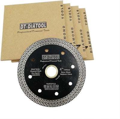 DT-DIATOOL Diamant Trennscheibe 5 Stücke 105 mm x 20 mm/16 mm Sägeblatt mit Mesh Turbo für Porzellan