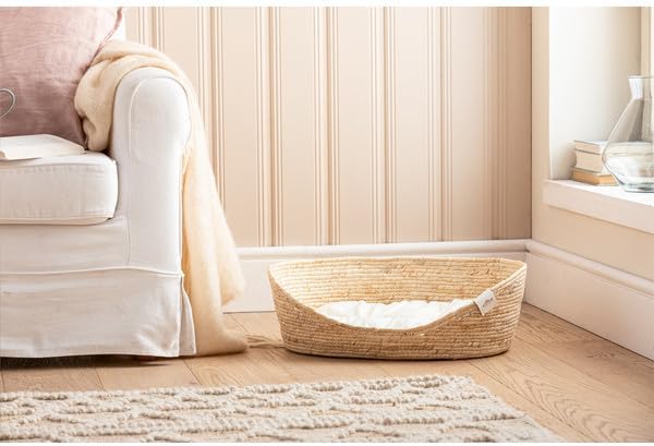 Dehner Premium Lovely Kuschelbett Tiefer Schlaf, 58 x 48 x 18 cm, Naturmaterial/Plüsch, weiss/beige