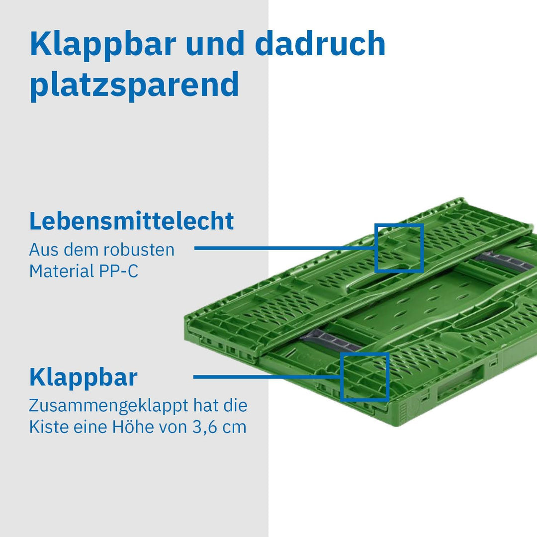 DIE BOX FABRIK Gemüse/Obstkiste klappbar 600x400x180 mm | Klappbox durchbrochen | Stapelbox für Obst