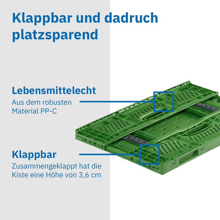 DIE BOX FABRIK Gemüse/Obstkiste klappbar 600x400x180 mm | Klappbox durchbrochen | Stapelbox für Obst