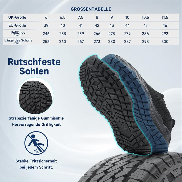 Sosenfer Breite Walkingschuhe Herren Extra Weit Slip On Sneaker rutschfeste Sportschuhe Ohne SchnüRs
