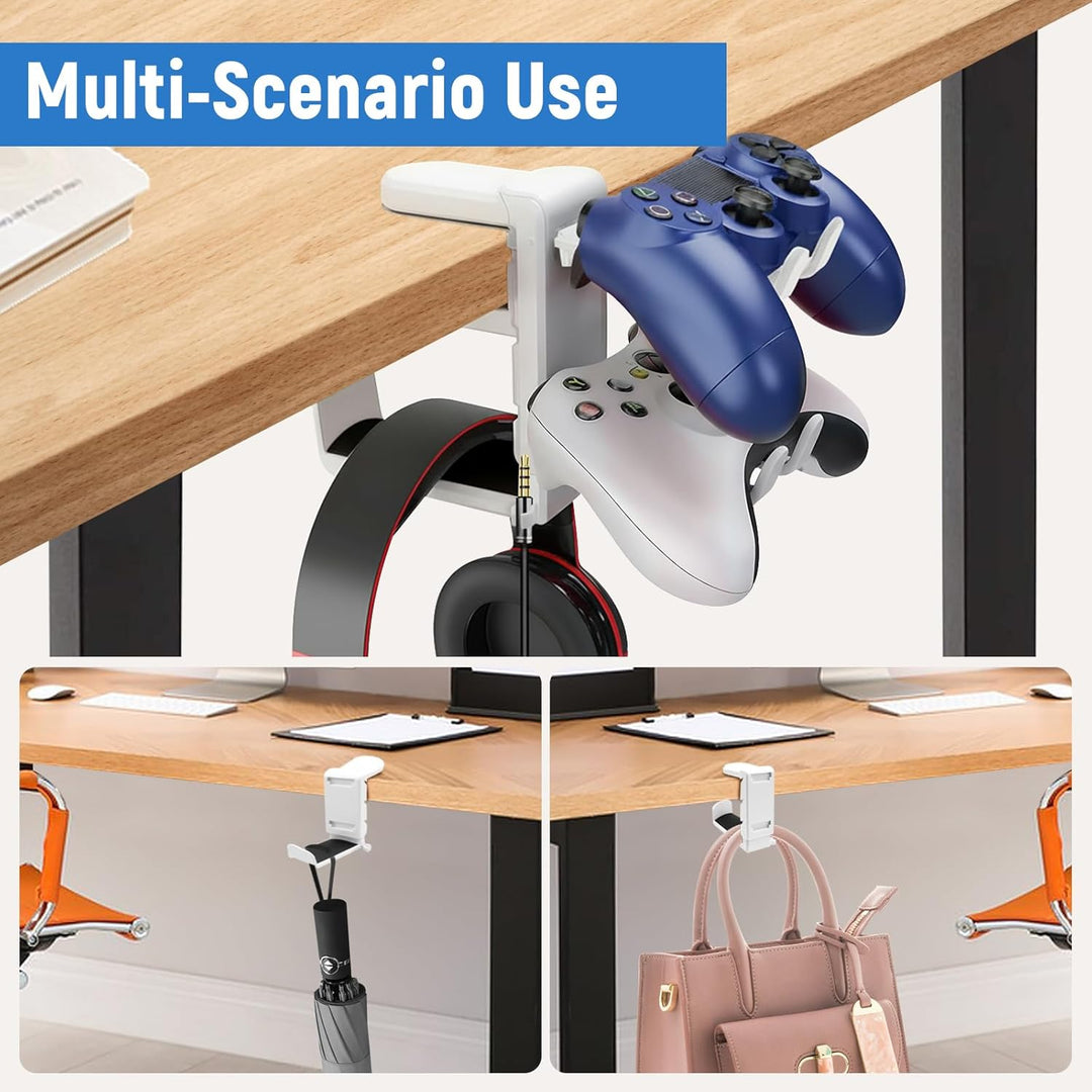 Yiomxhi 2 in 1 Kopfhörer Ständer Controller Halter, 360° Drehbar Headset Halterung Tisch mit Kabel O