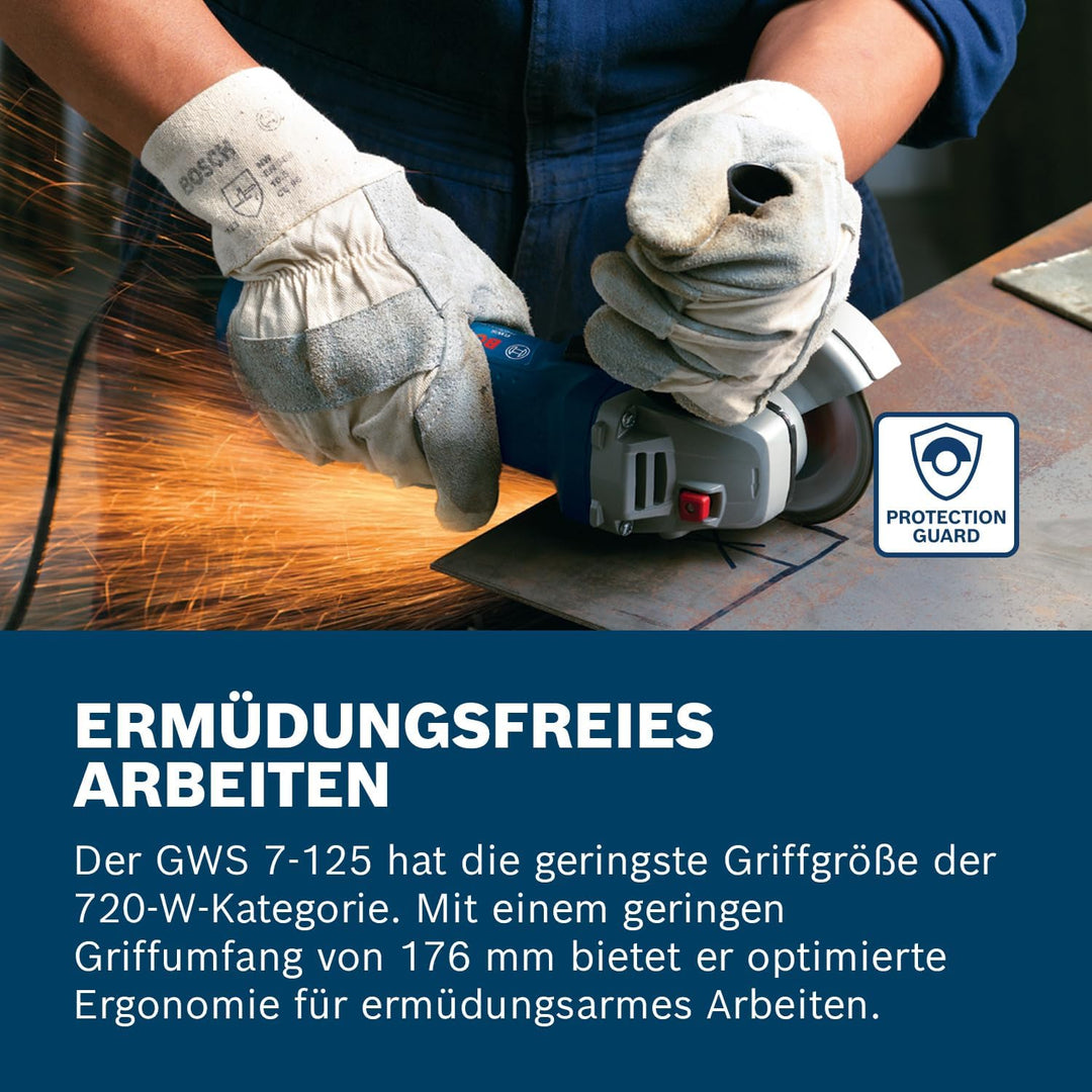 Bosch Professional Winkelschleifer GWS 7-125 (720 Watt, Scheiben-Ø: 125 mm, im