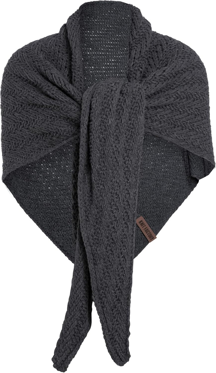 KNIT FACTORY - Dreiecksschal Sally - Damen Strickschal mit Wolle - Grob gestrickten Schal - Hochwert