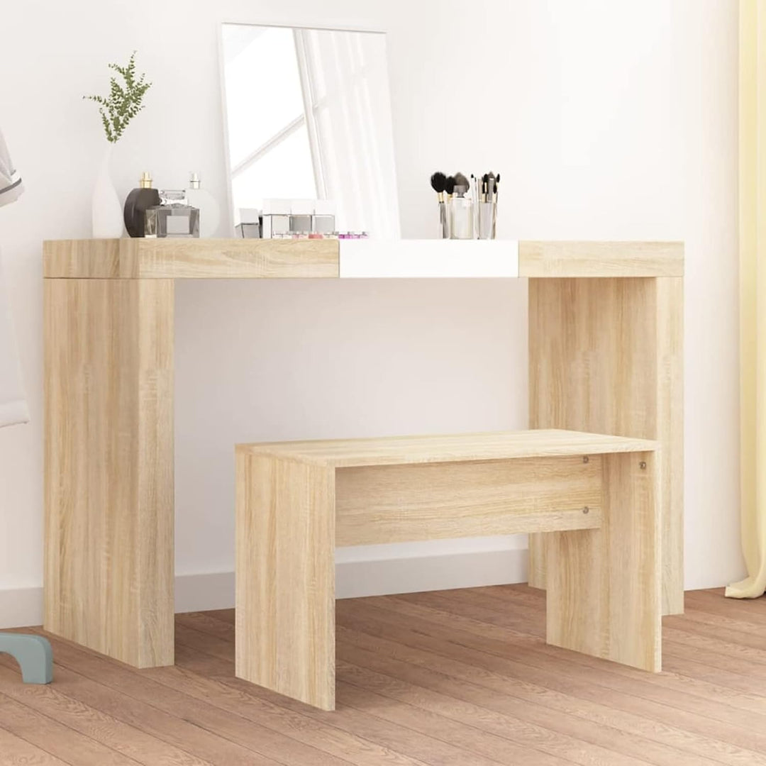 Tidyard Schminkhocker Sitzhocker Fusshocker Sitzbank Fussbank Ottomane Holzwerkstoff Sonoma-Eiche 70