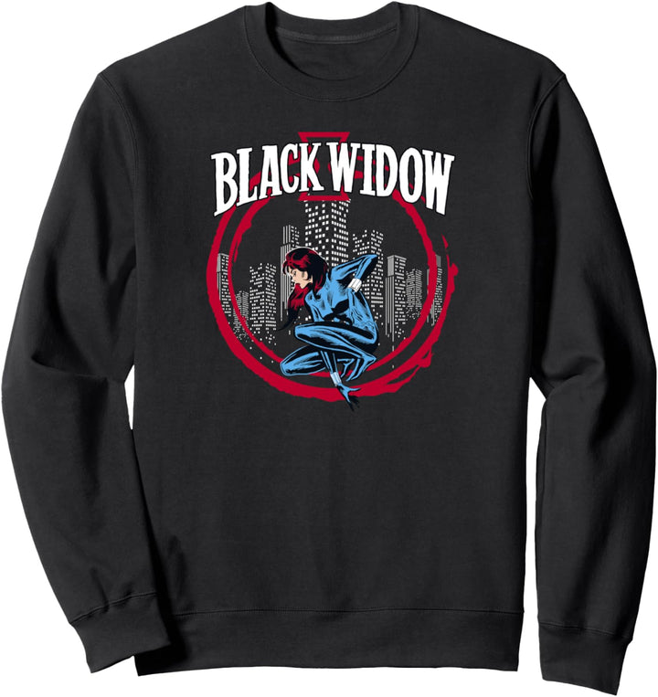 Marvel Black Widow City Skyline Circle Side Portrait Sweatshirt