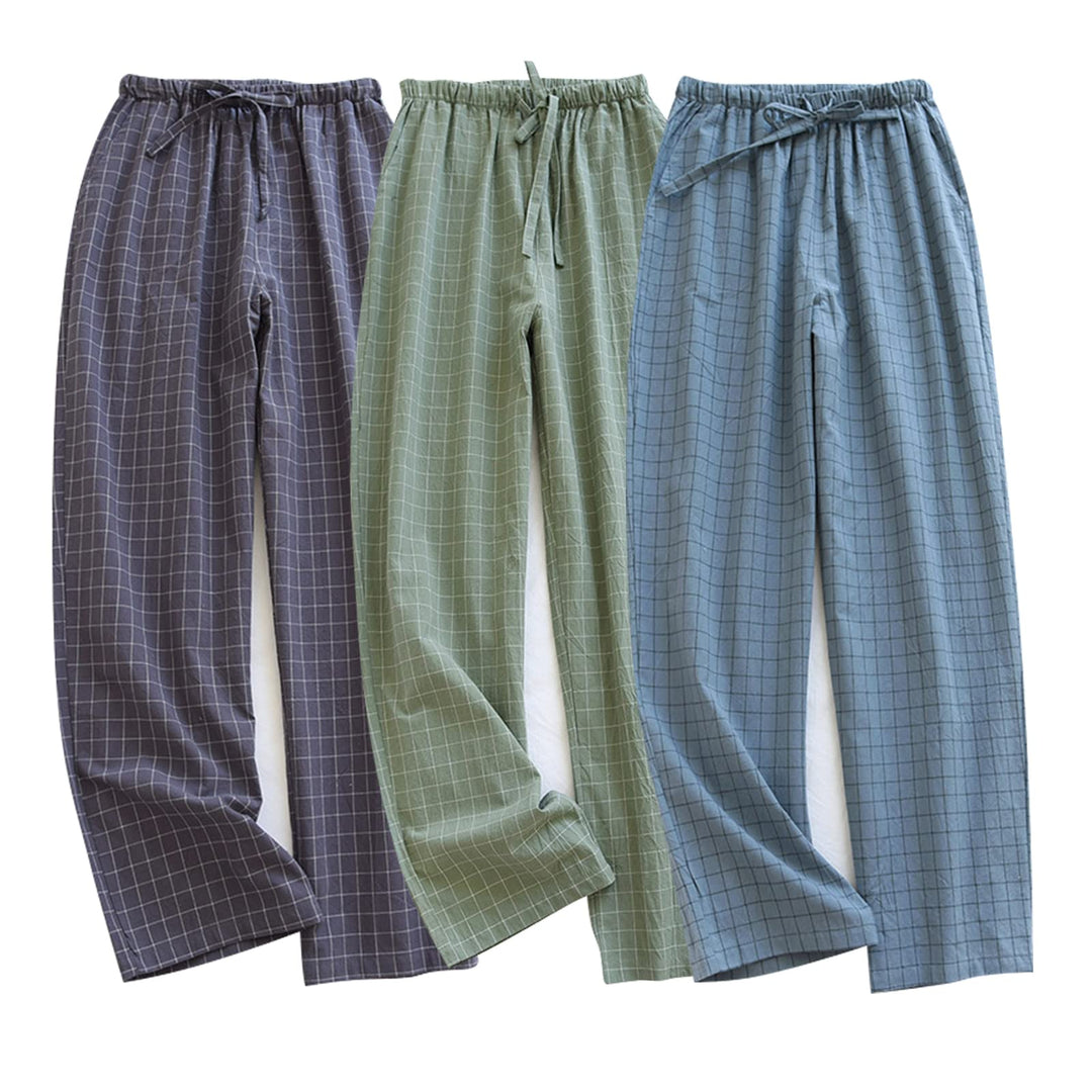 2er Pack Herren Schlafanzughose Baumwolle Pyjamahose Herren Lang Pyjamahose Karierte Nachtwäsche S 0