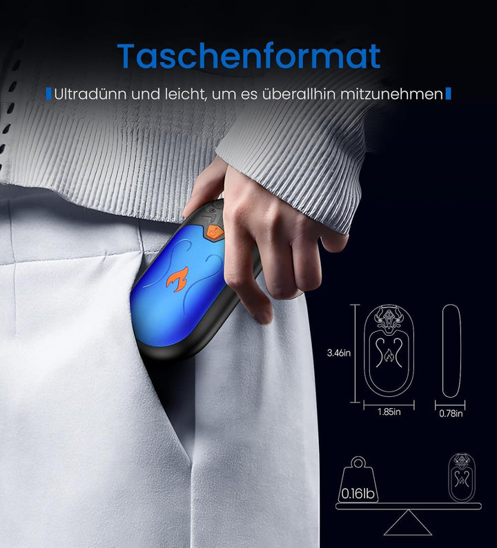 Handwärmer Wiederaufladbar 8000mAh, 2 Pack Handwärmer Elektrische mit 24 Stunden Wärme, Tragbarer Ta