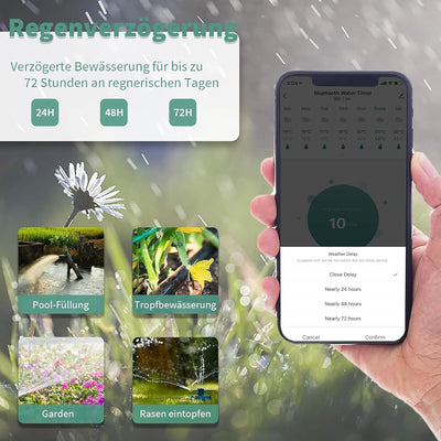 Diivoo Bewässerungscomputer Bluetooth 2 Ausgänge, Bewässerungsuhr für Garten Bewässerung kompatibel