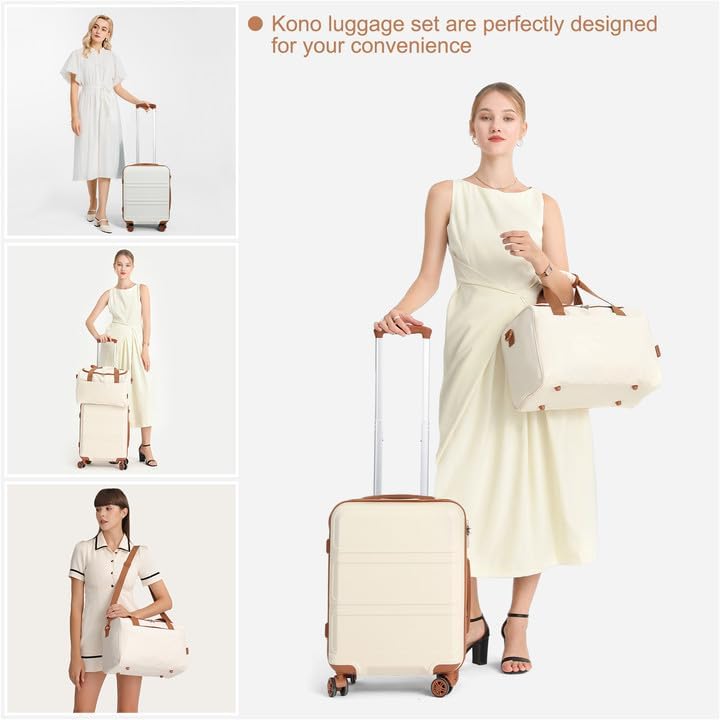 KONO 55cm Handgepäck-Koffer Trolley Set 2 Teilig Gepäcksets, Kleiner Koffer mit Rollen Handgepäck Se