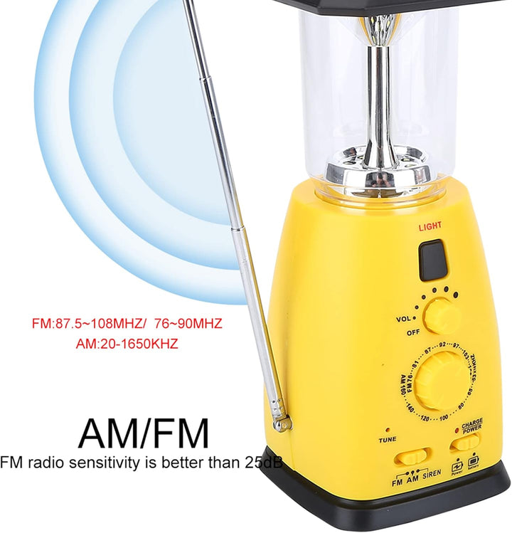 Elprico Dynamo Taschenlampe,Tragbar Kurbelradio mit Handyladefunktion Solar,Radio Kurbel Notfall mit