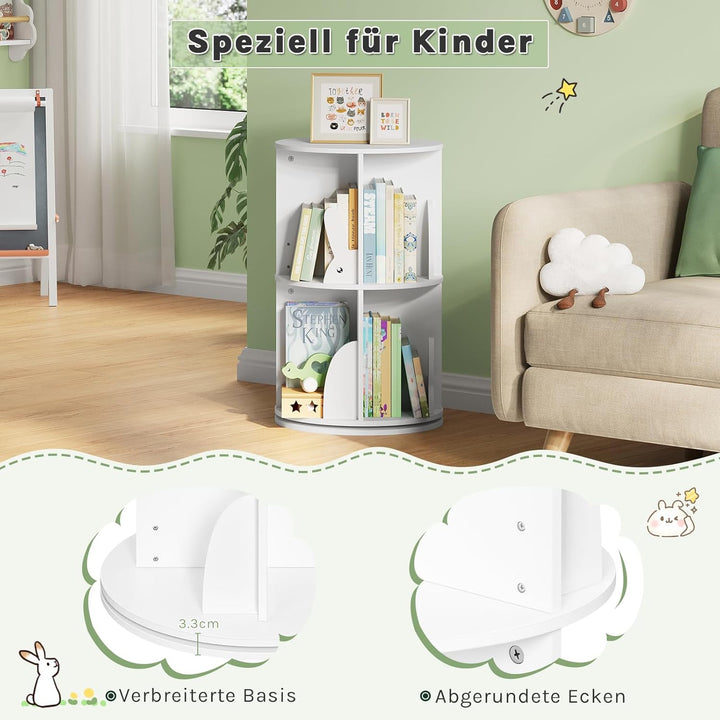 WOLTU Bücherregal Kinder, drehbares Kinderregal mit 2 Ebenen, Bücher Regal Kinderzimmer Wohnzimmer,