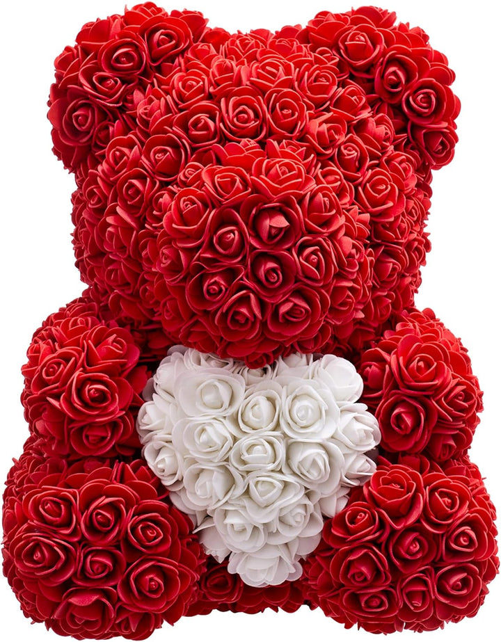 Rosen Bär Blumenbär mit Geschenkbox, Geburtstagsgeschenk für Frauen, Geschenk für Freundin zum Gebur