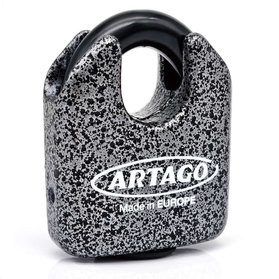 Artago 68T/B Hochwertiges Vorhängeschloss MONOBLOK Geschmiedeter Stahl Höchster Stärke, Zulassung So