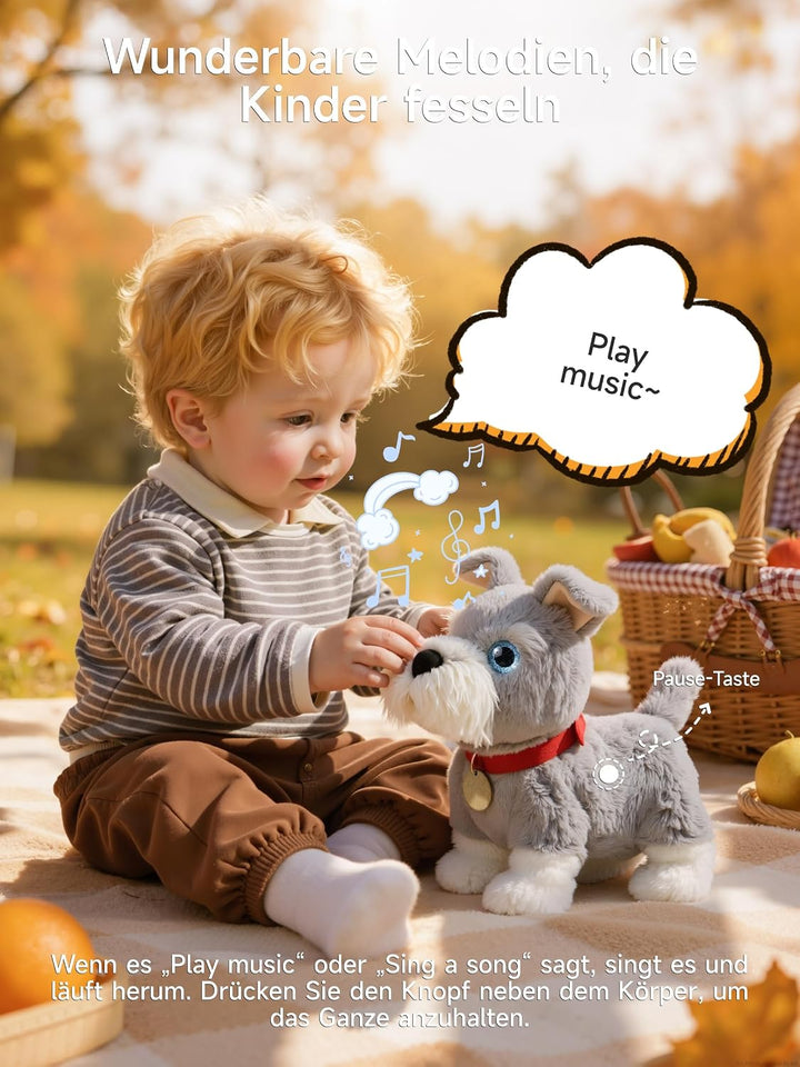TUMAMA KIDS Interaktives Hund Spielzeug Kinder 6 Musik, Laufender Hund mit Schallsteuerung der Läuft