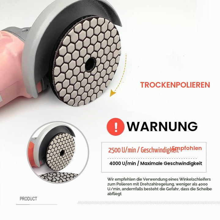 SHDIATOOL Diamant Polierscheibe Trockene Diamant Polier Auflagen 7 Stk. Durchmesser 4 Zoll/100mm Mis