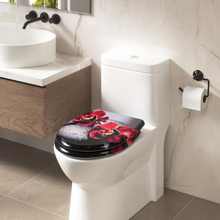 WOLTU WC Sitz mit Absenkautomatik,Toilettensitz Motiv,Klodeckel mit Quick-Release-Funktion und Antib