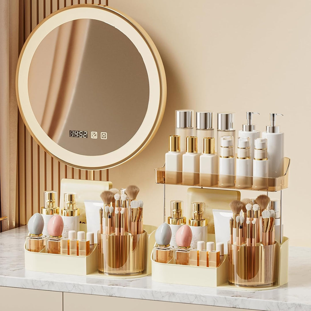 DASITON Make Up Kosmetik Organizer, 360° drehbarer Make Up Pinsel Organizer, Schmink Aufbewahrung fü