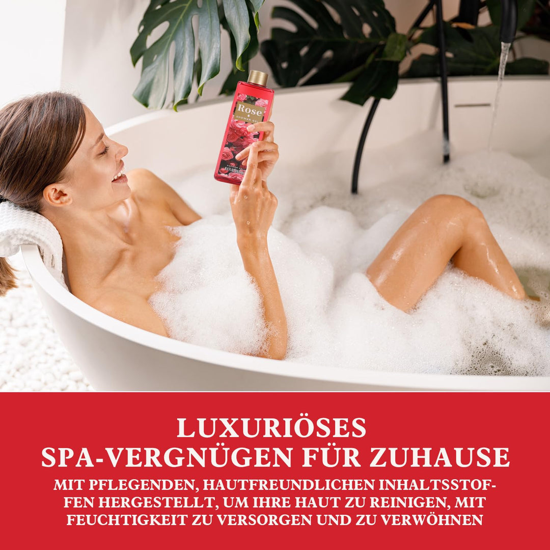 SPA LUXETIQUE Wellness Set für Frauen - 8tlg Rosenduft Bade Geschenkset mit Duschgel,Bodylotion,Scha